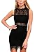Zalalus Women's Summer Cocktail Lace Dresses Elegant Sleeveless Casual Formal Wedding Party Bodycon Mini Dress Above Knee Length High Neck Dress Black US6