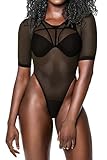 Viottis Women's Mesh Spicy Bandage Push Up Strap 2pcs Swimsuit Black S