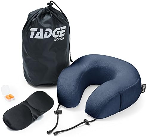 Neck Travel Airplane Pillow &amp; Accessories – 100% Pure Memory Foam – Sleeping Eye Mask, Ear Plugs, Travel Bag Included – 10 Colors To Choose From