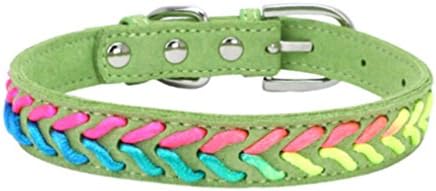 Dog Collars Puppy Pet Collars Exquisite Adjustable Colorful Rope Collars For Small Dogs Hemlock (XS, Green)
