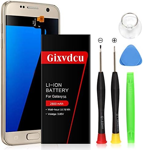 Galaxy S6 Battery, Gixvdcu Upgraded Spare Battery for Samsung Galaxy S6 G920A G920P G920T G920V with Cell Phone Repair Tool Kit Samsung S6 Replacement Battery (18 Month Warranty)