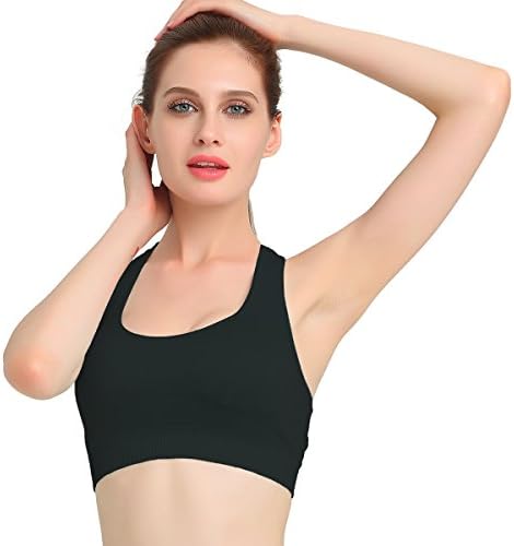 Faskelin Women's Removable Padded Sports Bra Seamless Racerback High Impact Yoga Bra