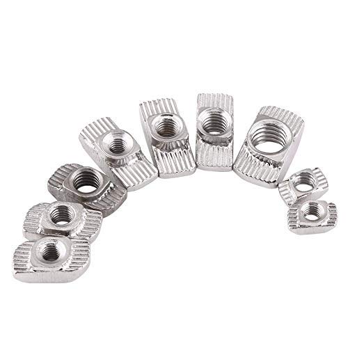 T-Slot Hammer Head Nut 50-Piece Set M4 M5 M6 M8 Zinc Plated Carbon Steel Fastener for Aluminum Extrusion Slot (EU20-M5×10×6)