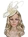 Vijiv Women Vintage Derby Fascinator Hat Pillbox Headband Feather Cocktail Tea Party, Beige, One Size
