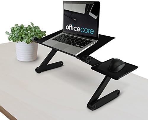 Officecore Standing Desk for Laptops - Metal Design for Offices, Home, Work Stations, Dorm Room - Height Adjustments Clamps, Keyboard Tray, Monitor Stand, Mouse Pad, Cable Management [Color: Black]