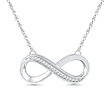 D-GOLD Sterling Silver Round Diamond Accented Infinity Necklace