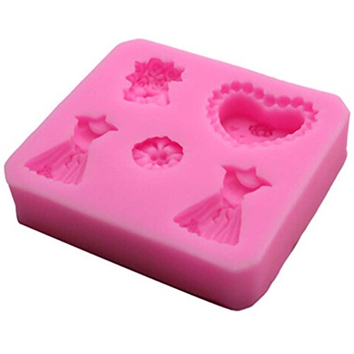Chige Candy Mold, Silicone Baking Trays - Food Grade & BPA Free - Not Sticky Cake Decoration Mould For Mousse,Chocolate Brownie,Jelly,Ice Cream,Chiffon,Cheesecake,Fondant (Flower Dress) - Thumbnail 2