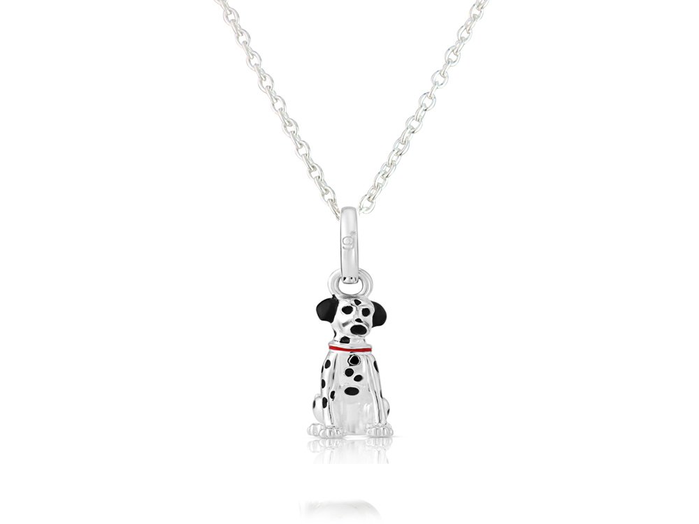 Gemma J Silver Dalmatian Dog Pendant, solid silver spotty dog pendant on an adjustable chain.