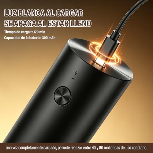 GALASALA Salero y Pimentero Eléctrico de 2 Piezas, Alta Capacidad | Molino de Sal y Pimienta con Grosor Ajustable, Moledor de Pimienta Ideal para Sal Marina, Especias, Cocina y BBQ