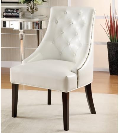 Yopih Coaster Bonded Leather Accent Chair White (1 PACK)