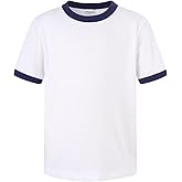 Spring&Gege Boys Short Sleeve Ringer Tee Kids Cotton Sport Crew Neck T-Shirts (5-14 Years)