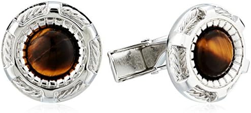 Ike BeharMen's Cufflinks, Brown Tiger Eye, ONE Size