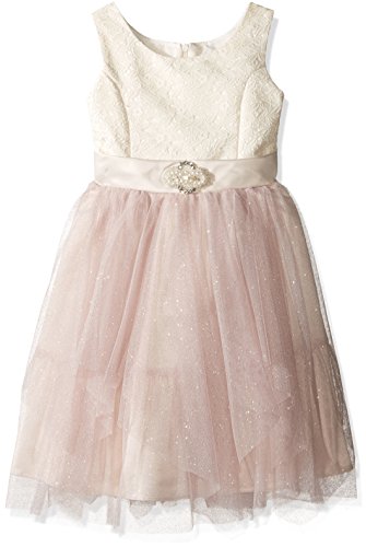 Jayne copeland little girls  lace-assymetrical tulle skt, champag…
