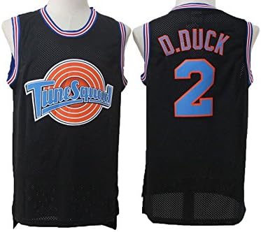 Daffy Duck #2 Tune Squad Jersey Mens Space Jam Movie Mesh Basketball Jerseys D.Duck Black M