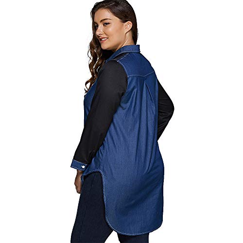 Keliay Bargain Women Casual Stitching Plus Size Top T Shirt Ladies Loose Long Sleeve Top Blouse