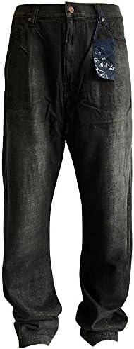 New Antik Mens Denim Jeans Bootcut Black Wash Embroidered Pocket Boot Cut Jeans (48x30, Black)