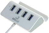 NRGized M-325 4 Port USB Hub with Stand and 2 - Foot Cable (Silver)