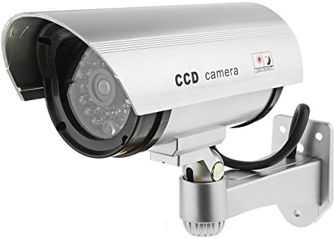 WickedHD Outdoor Fake Silver Indoor/Outdoor Dummy Security Camera with Blinking Red Light