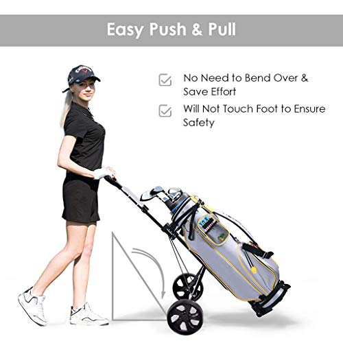 Qqq Golf Push Pull Cart,Lightweight Foldable 2 Wheels Push Golf Cart