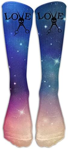 MDIF Barber Hair Stylist Love Skull Costume Cosply Socks Halloween Funny Champion Athletic Leggings Knee High Stockings