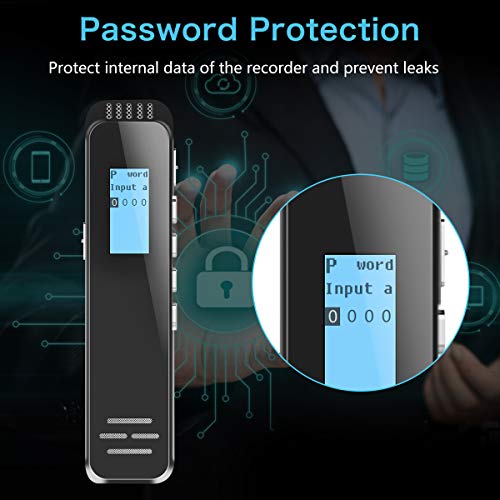 Digital Voice Recorder, RegeMoudal Big Voice Cavity HD Sound Quality 16GB Voice Activated Recorder with Dual Microphone Noise Reduction 360° Stereo Recording Support 64G TF Card Expansion