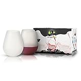 AmaziPro8 Silicone Wine Glasses 12oz, Set of 2, FREE Silicone wine plug/lid - Unbreakable - 100% Shatterproof - Drinkware Set for all occasions (2)