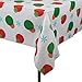 Red and Green Holiday Snow Flake Design 1 Pack Premium Disposable Plastic Tablecloth 54 Inch. x 108 Inch. Rectangle Table Cover By Grandipity