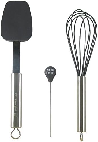 Premium Silicone Whisk &amp; Spatula Set (Spatula, 10 Inch Whisk, Cake Tester). Silicone &amp; Stainless Steel Kitchen Utensils for Blending, Whisking Beating