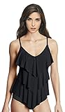 Ebuddy Women's Flower Solid Classic Bra Rita Tiered Bikini Tankini Top