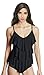 Ebuddy Women's Flower Solid Classic Bra Rita Tiered Bikini Tankini Top