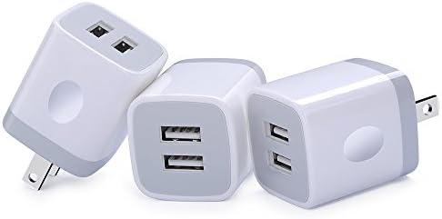 Dual Port USB Wall Charger, Ehoho 3-Pack 2.1A/5V USB Wall Adapter Fast Charging Station Travel Home Plug for iPhone X/7/ 7/6/6S Plus, Samsung Galaxy S8/S7/S6 Edge, HTC, Sony