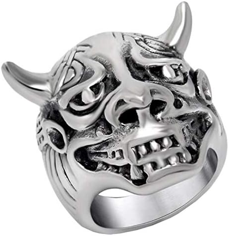 Asa Jewell SA857 Men's Apparition Devil Horn King Stainless Steel Ring,Silver