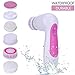 MOSCHOW 6-in-1 Facial Cleansing Brush, Waterproof Face Brush for Deep Cleansing, Gentle Exfoliating and Removing Blackhead with 6 Exfoliating Brush Heads (Battery Operated)