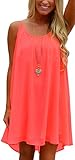 EachWell Summer Women Loose Spaghetti Chiffon Strap Back Howllow Out Short Dress