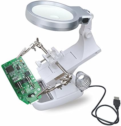 Ocama Desktop Magnifying Glass with 10 LED Light & Alligator Clip Optical Lens for Welding Repair Detection,3X 4.5X