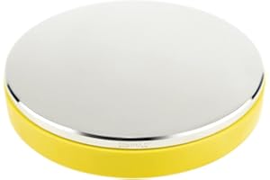 BESTNULE Professional Steel Bench Block, Covered with TPR Soft Plastic at The Bottom, Metal Stamping Table Mirror, Polishing with Chrome Plating for Jewelry Stamping (Dia: 3”, H: 19/32”) (Yellow)