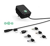 18W Universal Muti Voltage AC/DC Adapter Switching Power Supply with 6 Selectable Adapter Plugs, Suitable for 3V to 12V Household Electronics Routers Speakers CCTV Cameras Smart Phone Charging Devices