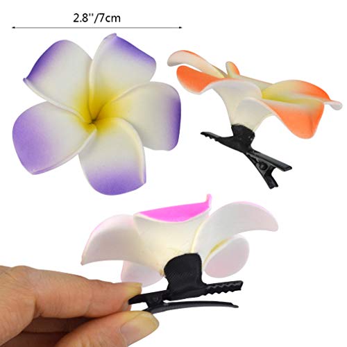 baotongle 60pcs Hawaiian Leis Set, Hawaiian Leis Hawaiian Headband Flowers Flowers Necklaces 12 Random Color Flower Hair Clips for Party Supplies, Hawaiian Luau Decorations, Summer Beach Vacation, Tropical themed Party Favors, Birthday, Wedding