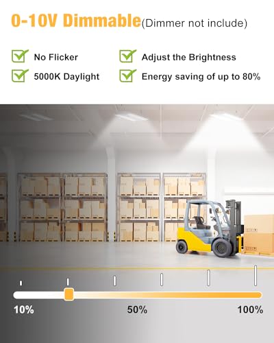 JC-LGL LED Linear High Bay Light, 210W High Bay Shop Lights Fixture, Compatible with Industrial 120-277V, 31500LM Linear High Bay Light for Shop Garage Warehouse, UL Complied, 4 Pack, White