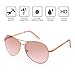 LotFancy Aviator Sunglasses for Women with Case, UV400 Protection, 61MM, Lightweight Eyewear for Driving Fishing Sports, Light Brown Gradient Lens, Gold Metal Frame