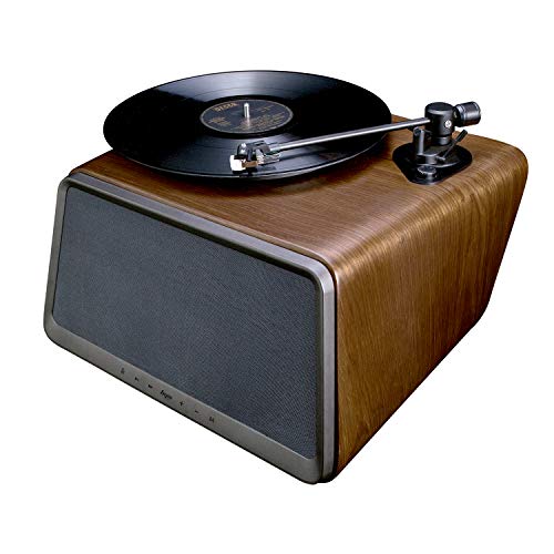 HYM Seed Belt Drive Turntable, Bluetooth Vinyl Record Player with 80W Output Stereo Speaker, RCA Output, Aux in, Dust Cover, Walnut Wood