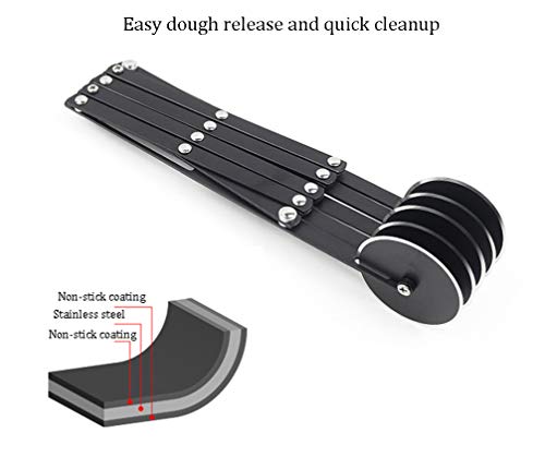 5 Wheel Nonstick Pastry Cutter, Wosoova Stainless Steel Dough Divider Expandable Pizza Slicer Knife, Multi-Wheel Baking Cutter Roller for Brownies, Cookies, Cake, Pasta Dough