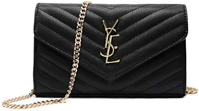 Simple Small Crossbody Bag Quilted Shoulder Purse With"Y" Black Chain Strap