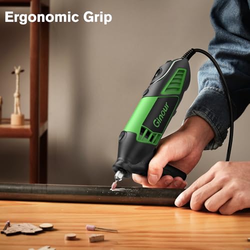 Ginour 200W Rotary Multi Tool Kit 132pcs Includes Keyless Chuck | Flex Shaft, Protective Cover, Auxiliary Handle, For DIY Craft, Engraving, Cutting, Sanding, Polishing, Great for Beginners