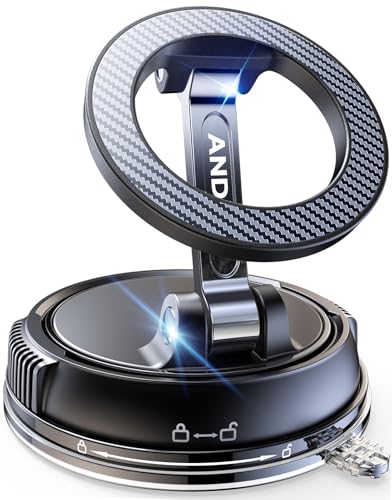 Photo 1 of ANDERY Car Phone Holder for Magsafe [78+LBS Strongest Suction & 2400gf Magnetic] 360° Adjustable Car Phone Mount, Phone Holders for Your Car for iPhone 17-12 Pro Max Plus Air, Carbon Fiber