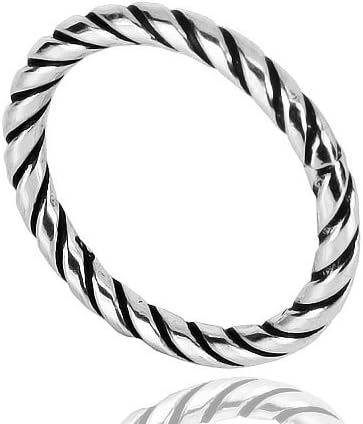 Solid .925 Sterling Oxidized Silver Twisted Band Ring (sr50)