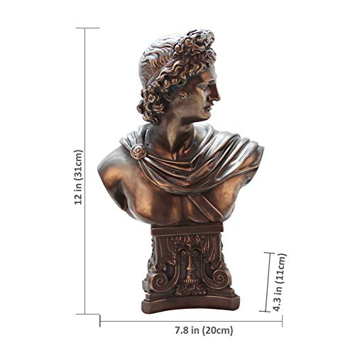 Lependor Bronze Finish Bust of David Michelangelo Statue Sculpture, 12 Inch, Bonded Marble Polyresin - Thumbnail 5