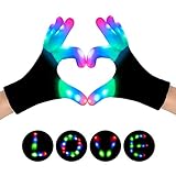 SIPU LED Gloves, Light Up Gloves Finger Lights 3 Colors 6 Modes Flashing LED Warm Gloves Colorful Flashing Gloves Kids Toys for Christmas Halloween Party Favors,Gifts (kid-1pair)