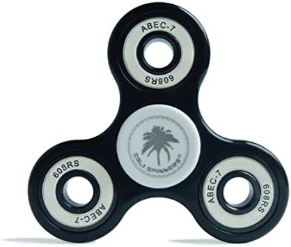 Fidget Toy - Tri Spinner Metal Ceramic Bearing High Speed Prime | Black White | Anti ADHD ADD Anxiety; Non-3D Printed Upgraded SI3N4 Bearings | Cali Spinners