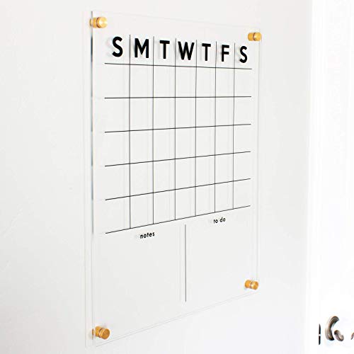 Dry Erase Calendar for Wall, Clear Acrylic Monthly Wall Mounted Calendar